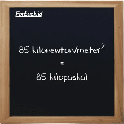 85 kilonewton/meter<sup>2</sup> setara dengan 85 kilopaskal (85 kN/m<sup>2</sup> setara dengan 85 kPa)